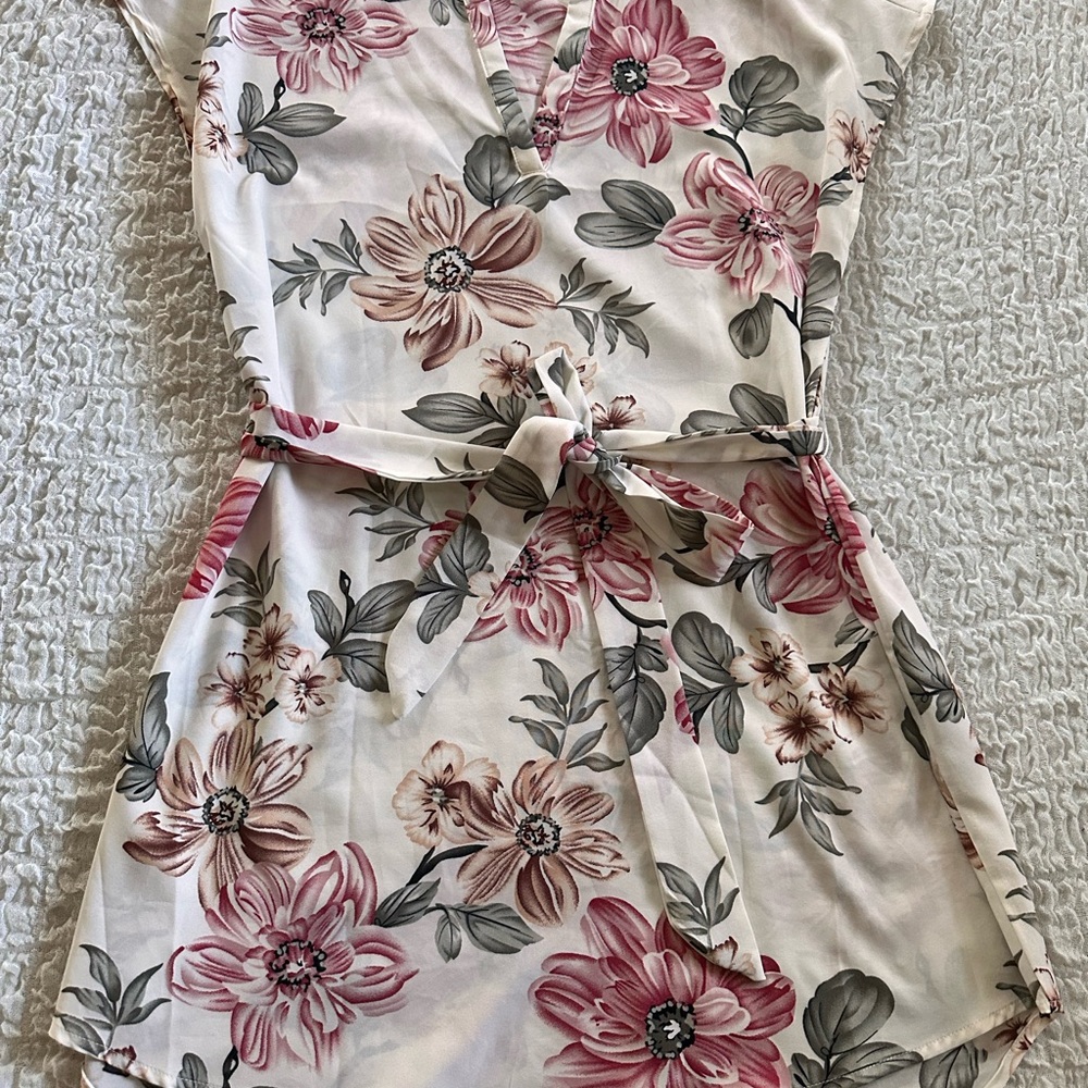 SHEIN Floral Dress in Pink and Gray